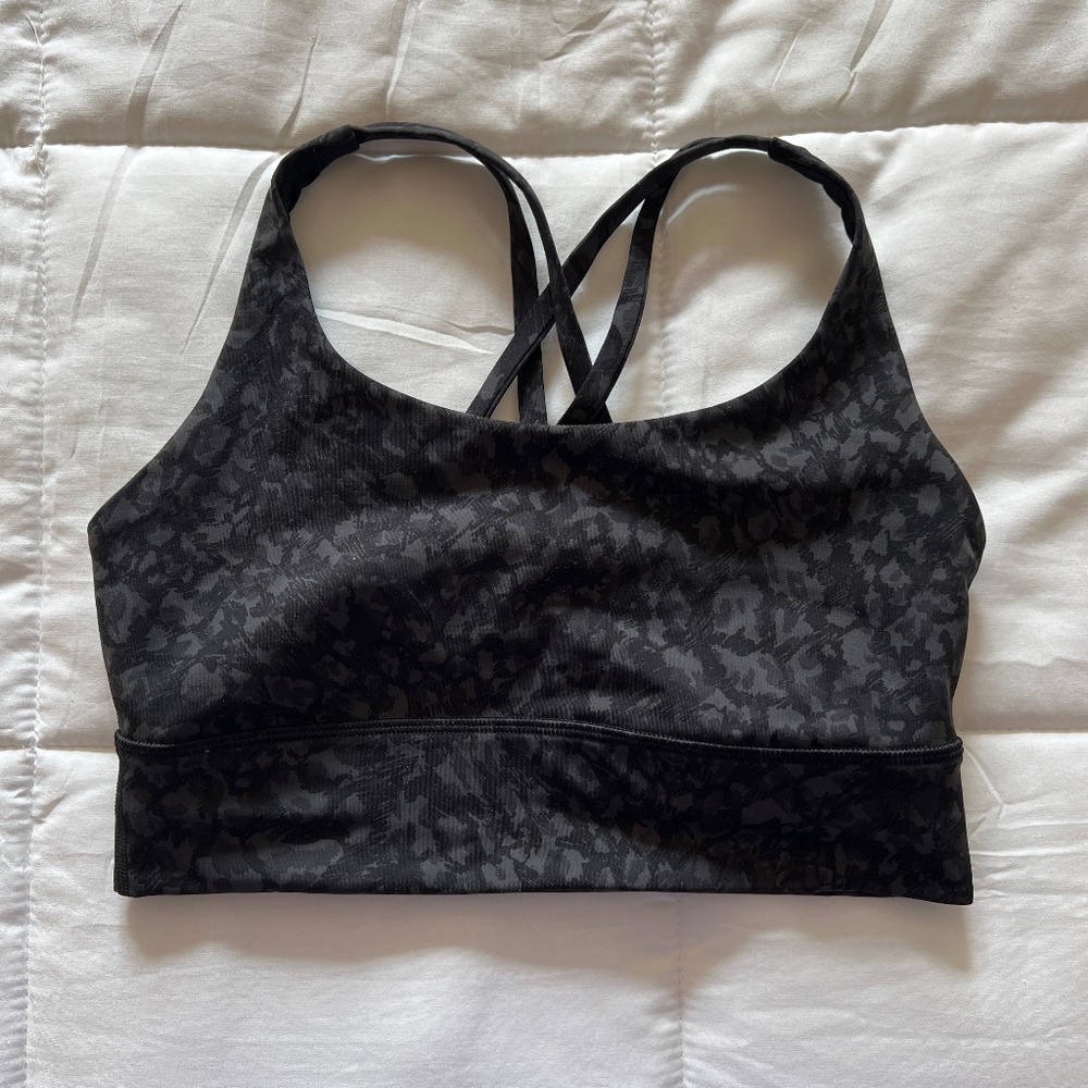 Lululemon Black Camo Criss Cross Sports Bra